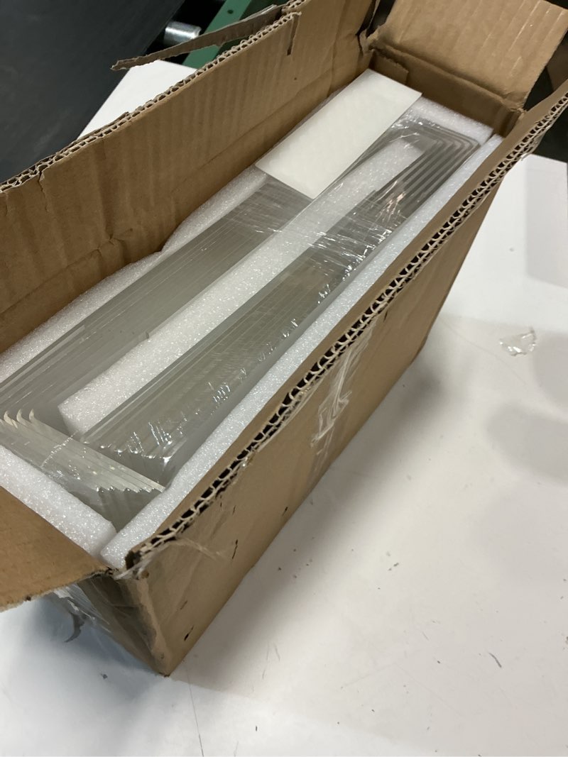 Condition photo showing New/Like New for 12 Pack Acrylic Sign Holder 8.5 x 11, Clear Plastic Display Stands for Tabletop, L-Shape Acrylic Stands for Flyers, Documents, Office, Restaurants, Vertical Sign Holder 8.5x11 for Desktop Vertical 12 Pack 8.5x11
