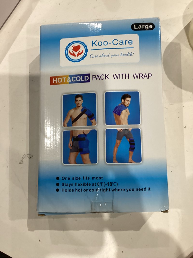 Condition photo showing New/Like New for Koo-Care Large Flexible Gel Ice Pack & Wrap with Straps for Hot Cold Therapy - Pain Relief for Shoulder Rotator Cuff, Back, Hip, Knee Replacement Surgery, Shin Splint Injuries Reusable - 11" x 14" 11" x 14" (1 Pack)