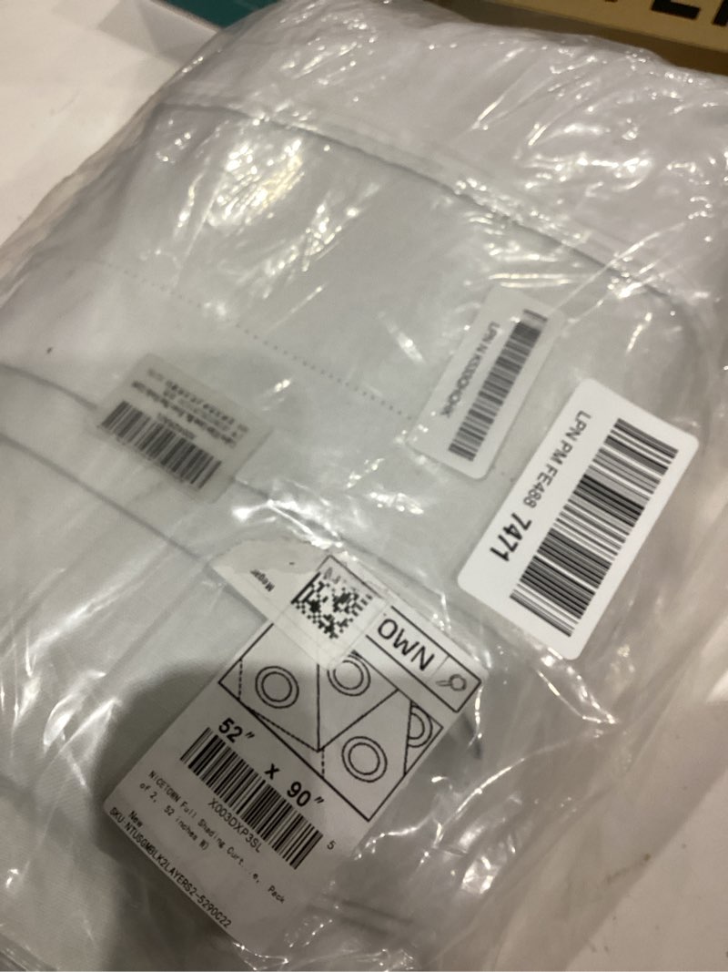 Condition photo showing As Is for NICETOWN Full Shading Curtains 90 inches Long 2 Panels Set for Windows, Super Heavy-Duty Black Lined Blackout Curtains for Bedroom, Privacy Assured Window Treatment (White, Pack of 2, 52 inches W) Pure White 52"W x 90"L (Pack of 2)