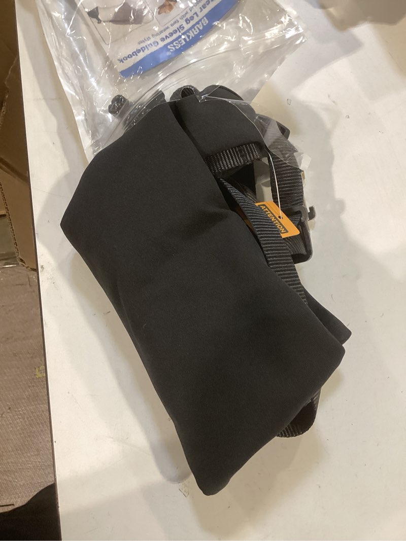 Condition photo showing Good Condition for barkless single dog rear leg sleeve to stop licking, breathable male female dog recovery suit for post surgery, comfortable back leg sleeve for wound healing, protective cone collar alternative black l