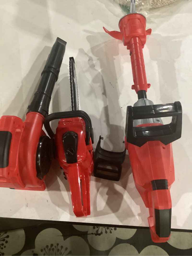 Condition photo showing Good Condition for not tested**** arrowbash 3-in-1 kids gardening toy set, toy leaf blower & kids chainsaw & weed trimmer with realistic sound, outdoor backyard play educational learning birthday summer gift for 3-8 boys girls toy leaf blower weed trimmer chainsaw