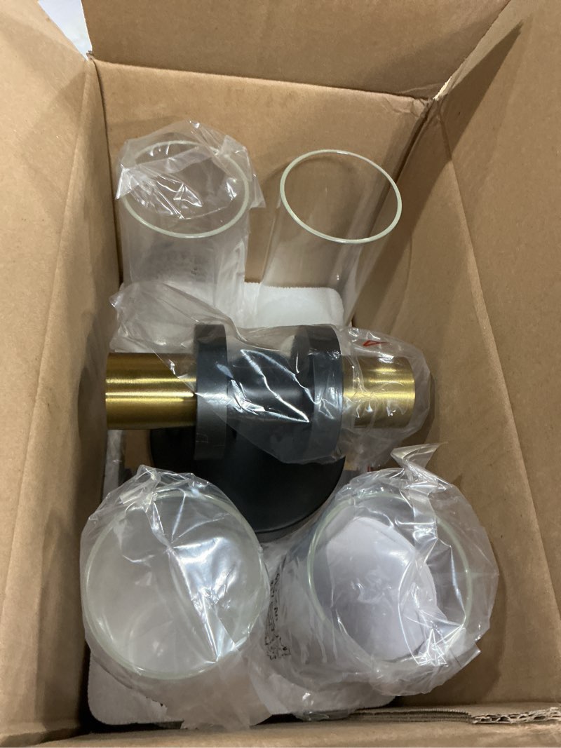 Condition photo showing New/Like New for wall sconces set of two, 22" black and gold bathroom sconces with clear glass, hardwired modern sconces wall decor set of 2 wall light fixtures for bathroom mirror living room hallway bedroom black and gold (hardwired) 22inch - 2pc