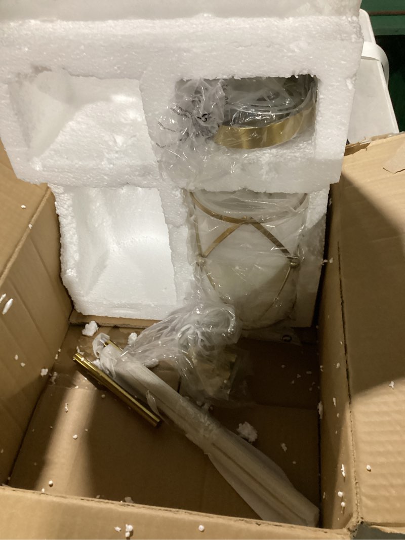 Condition photo showing As Is for Brushed Gold Pendant Lights Kitchen Island, Modern 2 Pack Pendant Light with Frosted Glass, Farmhouse Mid Century Pendant Lighting for Dining Room, CH9176BGW-2PK Gold, Milk White Glass 1-Light, 2 PACK