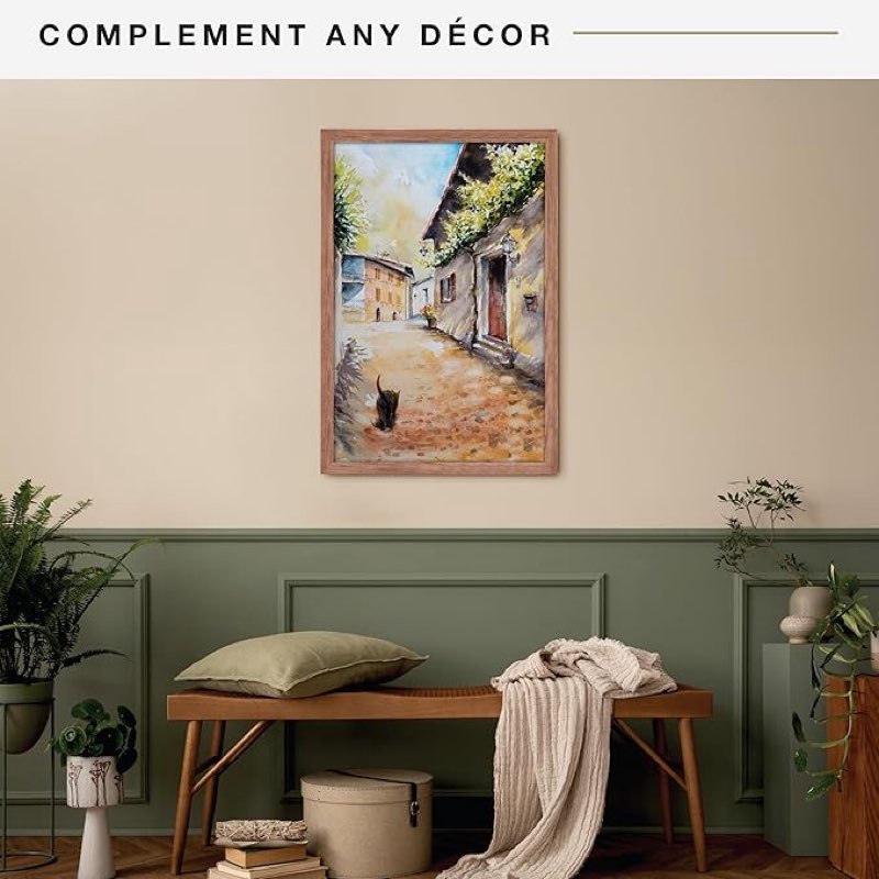 mcs museum poster frame medium oak, vertical & horizontal wall hanging large picture frame for photos, posters & art prints