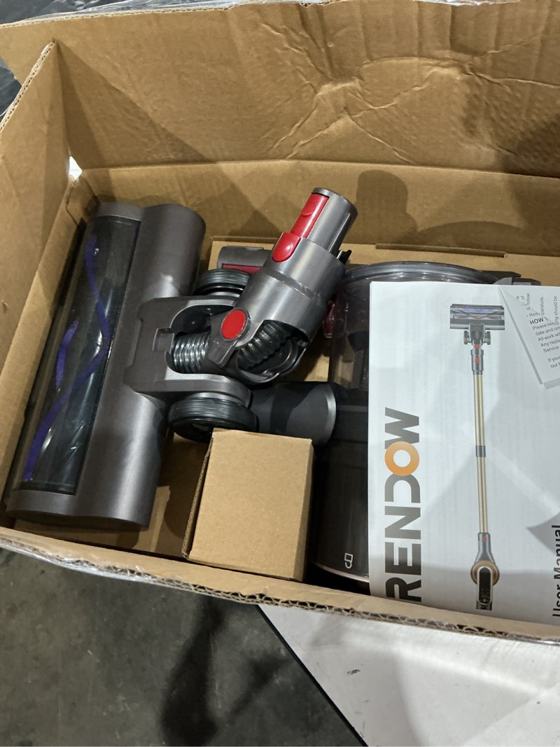 Condition photo showing As Is for (used)rendow cordless vacuum cleaner, 550w 45kpa 65mins vacuum cleaners for home, self-standing cordless stick vacuum with led display,anti-tangle rechargeable wireless vacuum for pet hair/carpet/hard floor