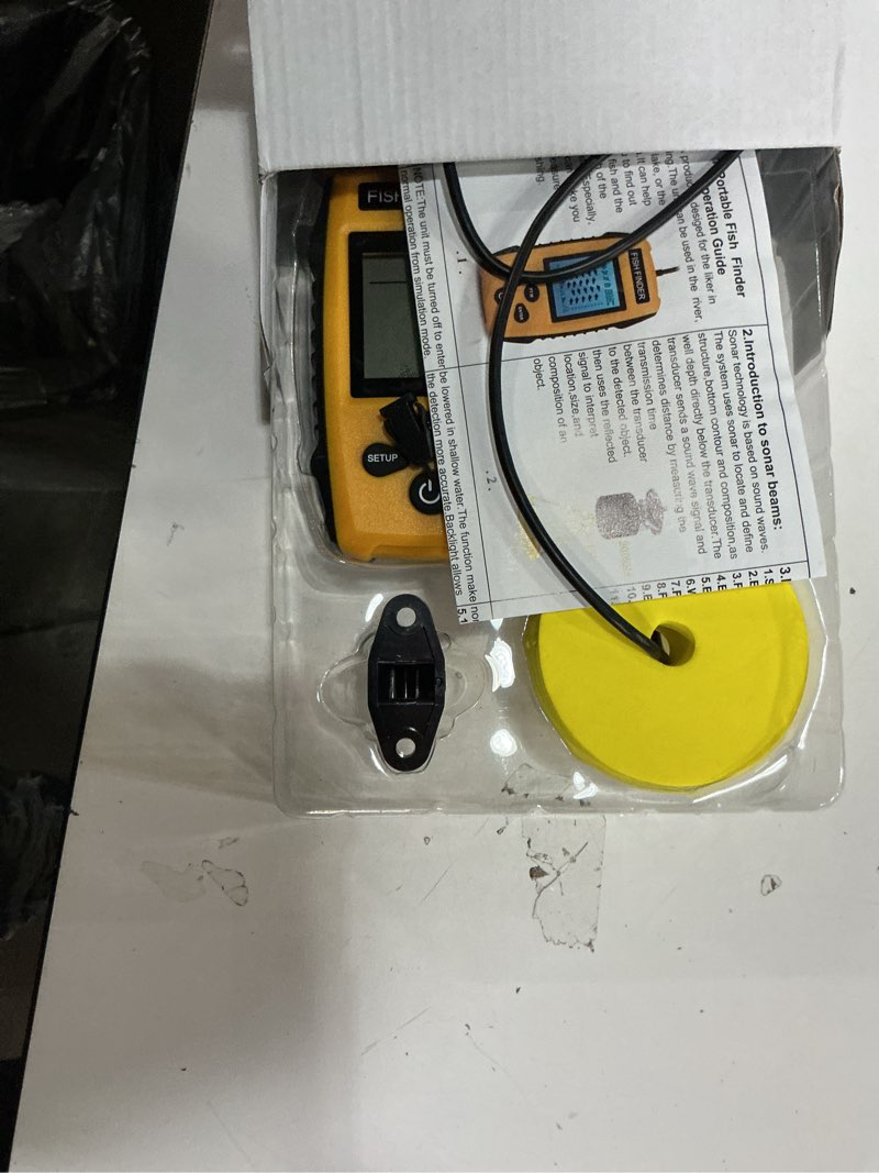 Condition photo showing Good Condition for Handheld Fish Finder Portable Fishing Kayak Fishfinder Fish Depth Finder Fishing Gear with Sonar Transducer and LCD Display Yellow