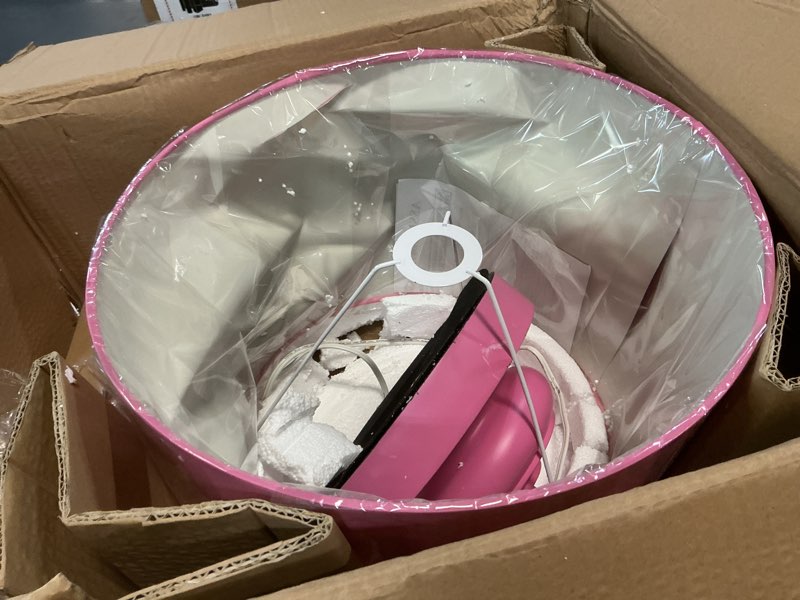 Condition photo showing As Is for heritage kids sculpted wood floor lamp, pink