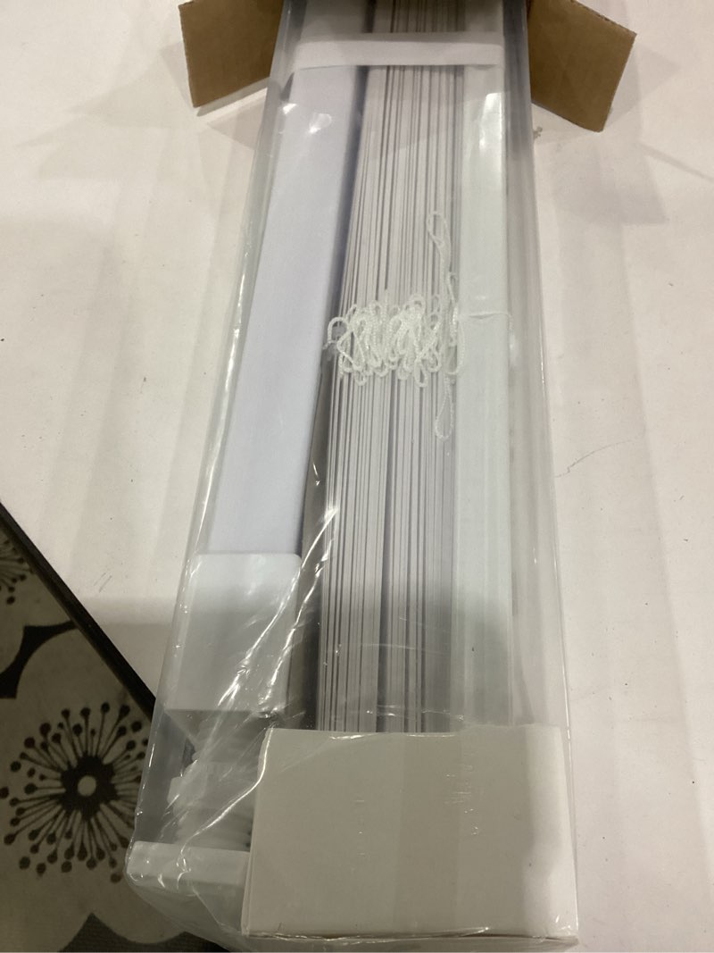 Condition photo showing New/Like New for lazblinds no tools no drill 1" vinyl mini blinds, cordless blinds for windows, light filtering horizontal window blinds & shades, 22 1/2" w x 64" h, white cordless-white 22 1/2" w x 64" h