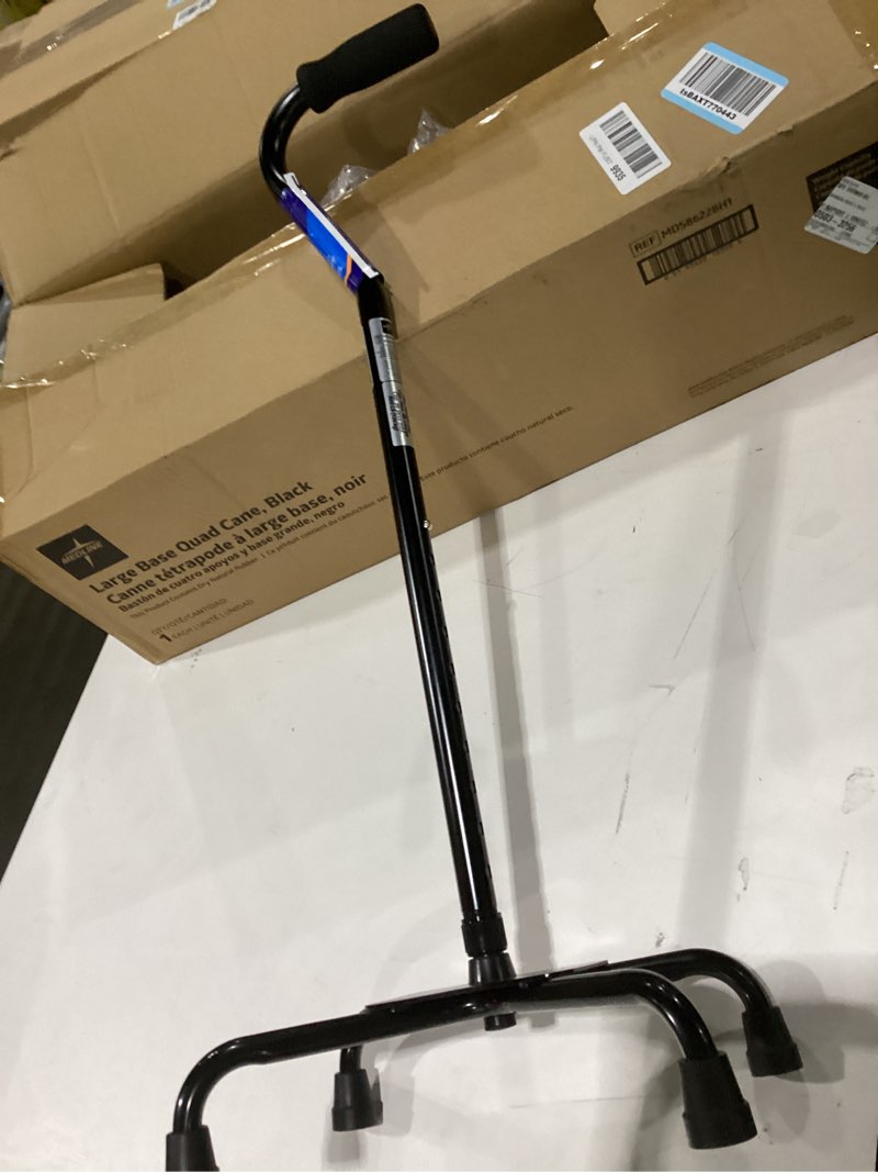 Condition photo showing Good Condition for Medline Aluminum Quad Cane with Large Base for Balance, Knee Injuries, Leg Surgery Recovery & Mobility, Portable, Lightweight Walking Aid for Seniors & Adults