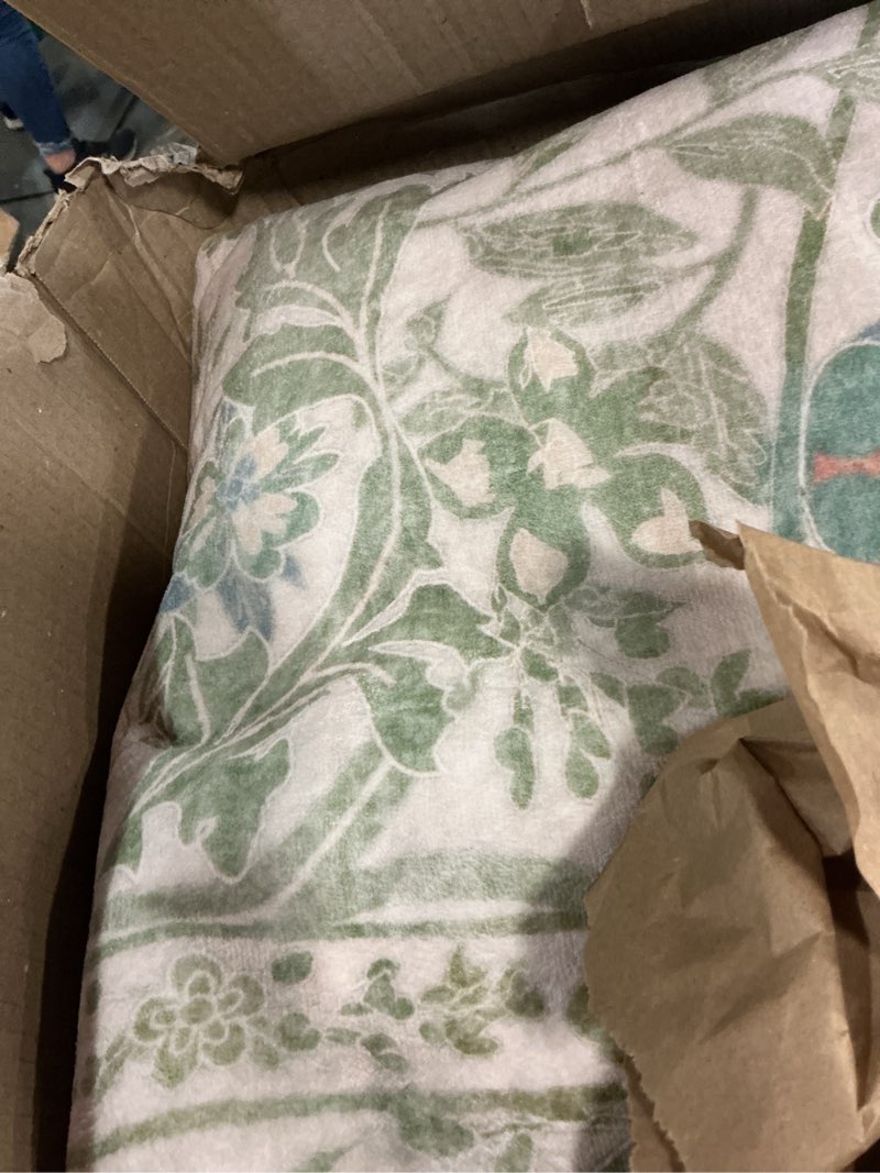 Condition photo showing As Is for sage green boho area rugs for bedroom aesthetic 8x10 - washable floral farmhouse large rug for living room, dining room under table, nursery - soft cottage core carpet with low pile & non slip sage green 8' x 10' (rectangular)