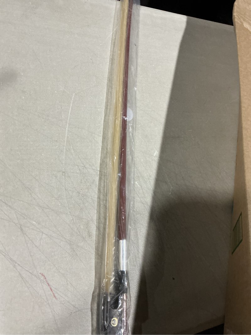 Condition photo showing As Is for lms violin bow full size 4/4 brazilwood violin bows lightweight bow well balance fiddle bow made with ebony frog mongolian white horse hair for violin student professional (4/4)