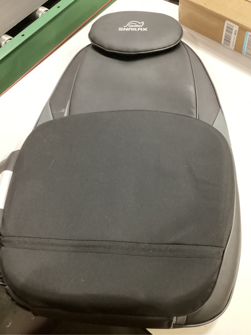 Condition photo showing As Is for Snailax Shiatsu Back Massager with Heat Massage Chair Pad Kneading Back Massager for Pain Relief Deep Tissue Chair Massage Pad for Office Home, Gifts for Dad,Mom Light Gray
