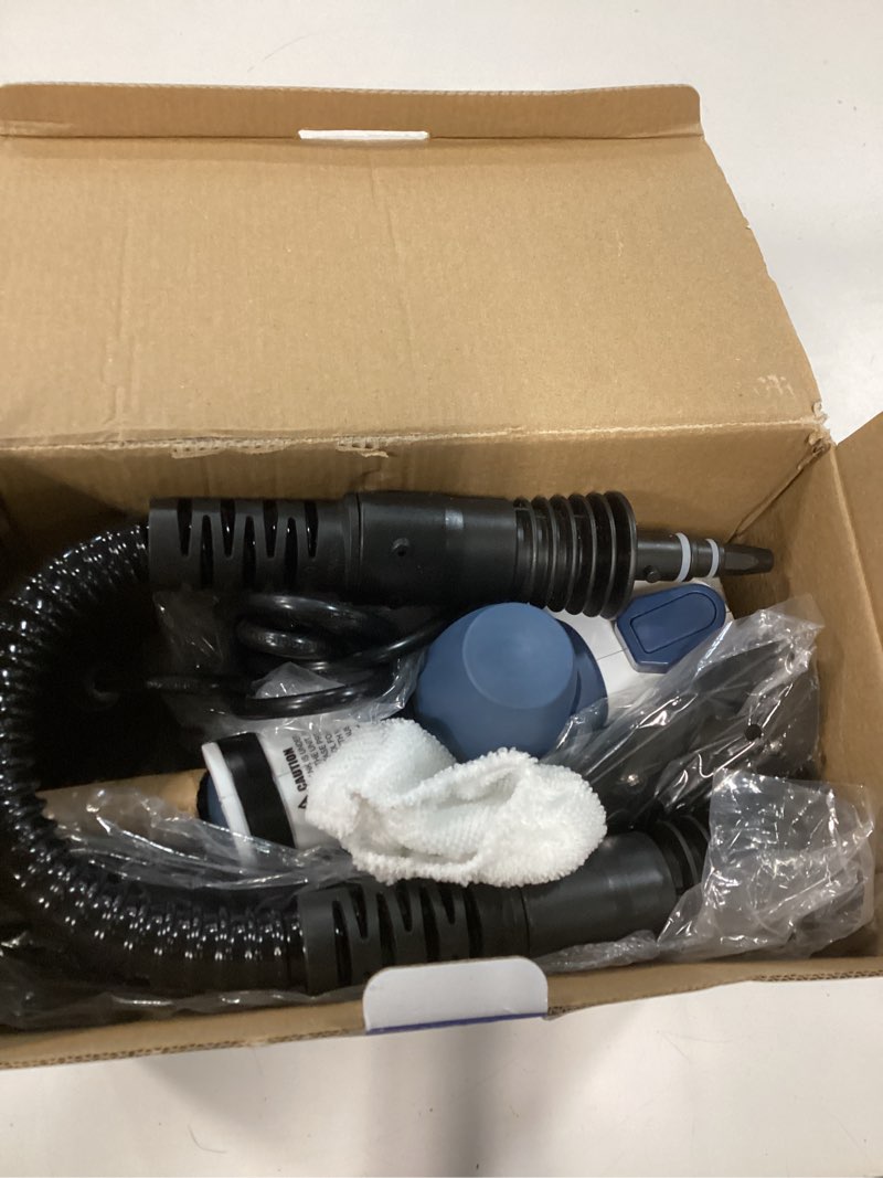 Condition photo showing As Is for handheld pressurized steam cleaner with 11-piece accessory set, multi-surface steamer for cleaning, all natural steam cleaner for home, upholstery, car, floor, kitchen and more