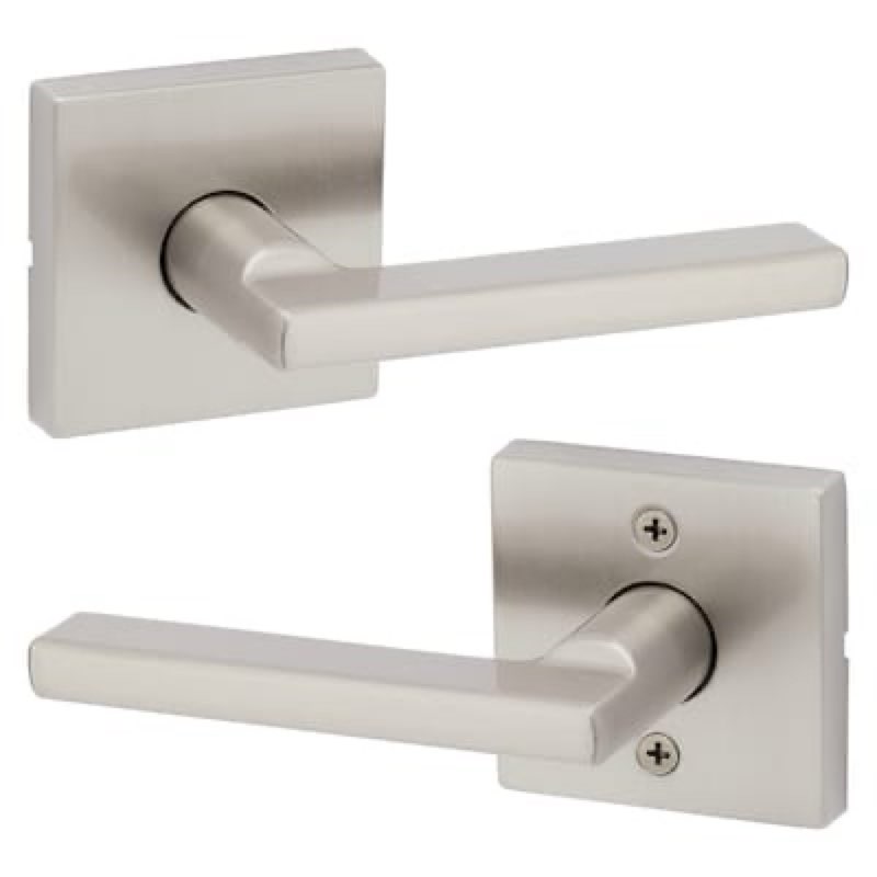kwikset signature series halifax square satin nickel interior or hall/closet passage door handle