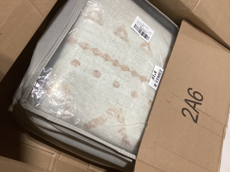 Condition photo showing New/Like New for Area Rug Living Room Rugs 8x10 - Large Soft Boho Geometric Rug, Non-Slip Foldable Washable Rugs Non Shedding Morden Indoor Floor Carpet for Living Bedroom Office Dining Room (Beige,8' x 10') Beige 8' x 10' (Rectangular)