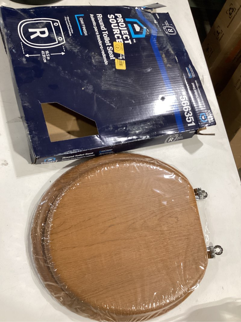 Condition photo showing Good Condition for project source wood oak veneer round toilet seat