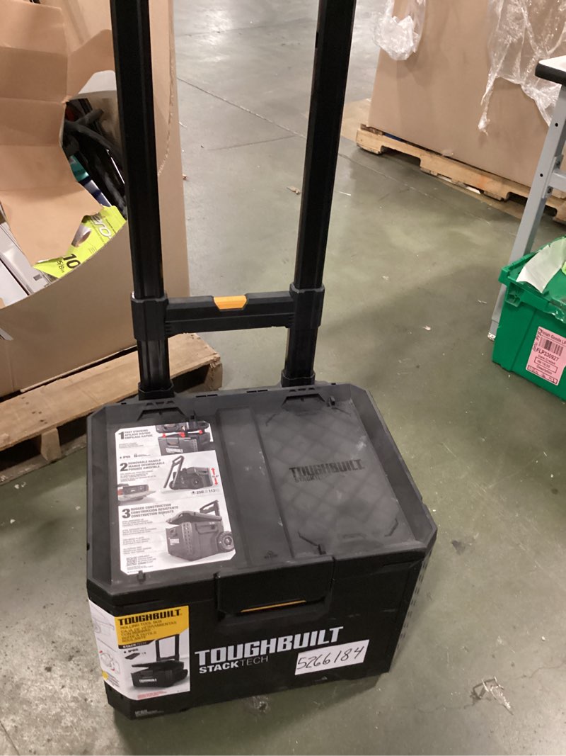 Condition photo showing As Is for ToughBuilt Portable 2-in-1 Rolling Tool Box, Wheels & Stackable Design, Black