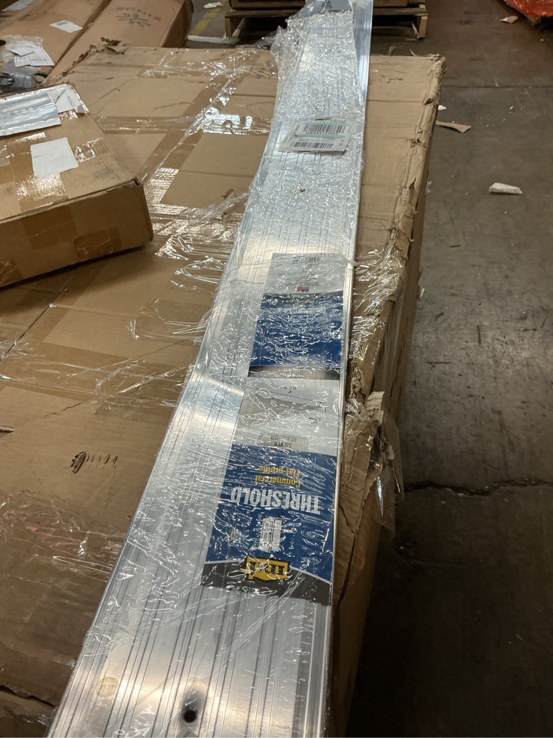 Condition photo showing As Is for M-D Building Products 68684 Aluminum Commercial Flat-Profile Threshold: Durable and Sleek Entryway Access Solution Draft Protection (6 in. x 1/4 in. x 72 in.) (Silver) Silver 6 in x 72 in