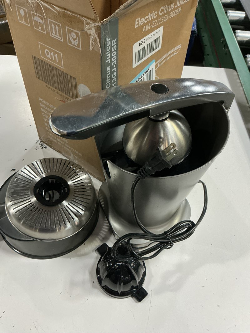 Condition photo showing Good Condition for newbulig electric citrus juicer, automatic orange juicer squeezer with soft-grip handle, orange juice extractor machines for lemon lime grapefruit, auto shut-off & dishwasher safe parts, silver