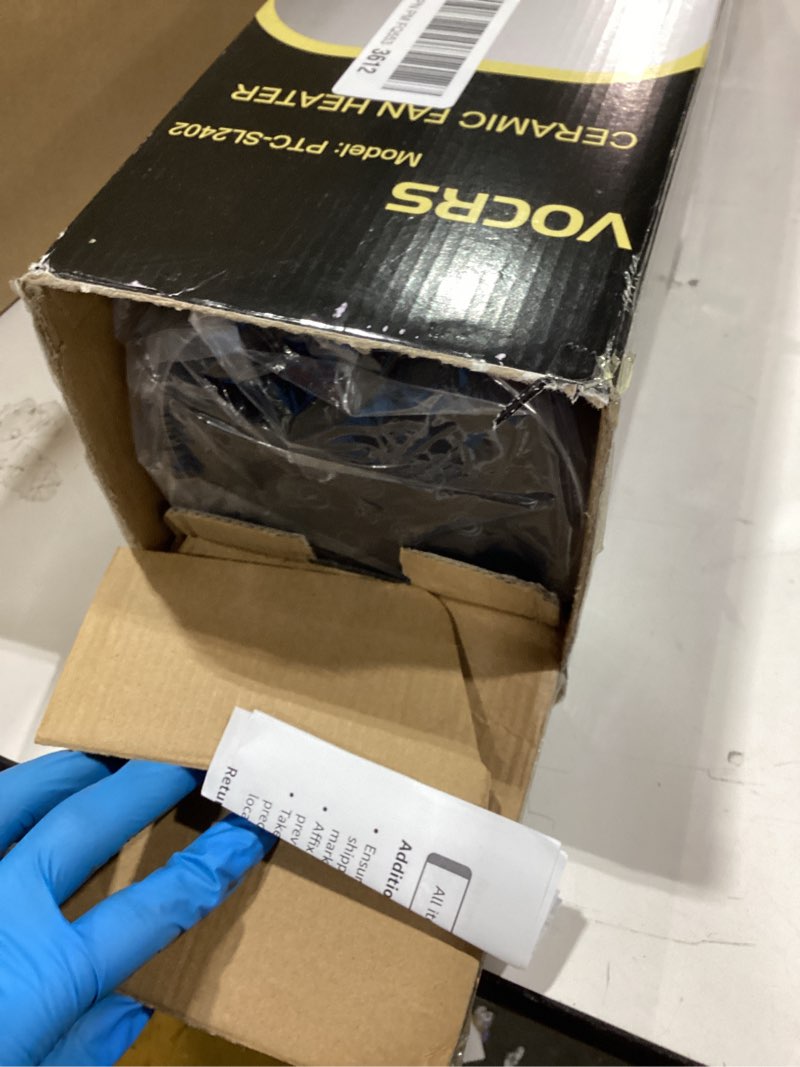 Condition photo showing As Is for Space Heater for Indoor Use with Remote - 70° Oscillating Tower Electric Heater, 24 Inchs, 12H Timer, 1500W Quiet PTC Ceramic Heating with Thermostat, Fast Safety Heat for Office, Home, Bedroom