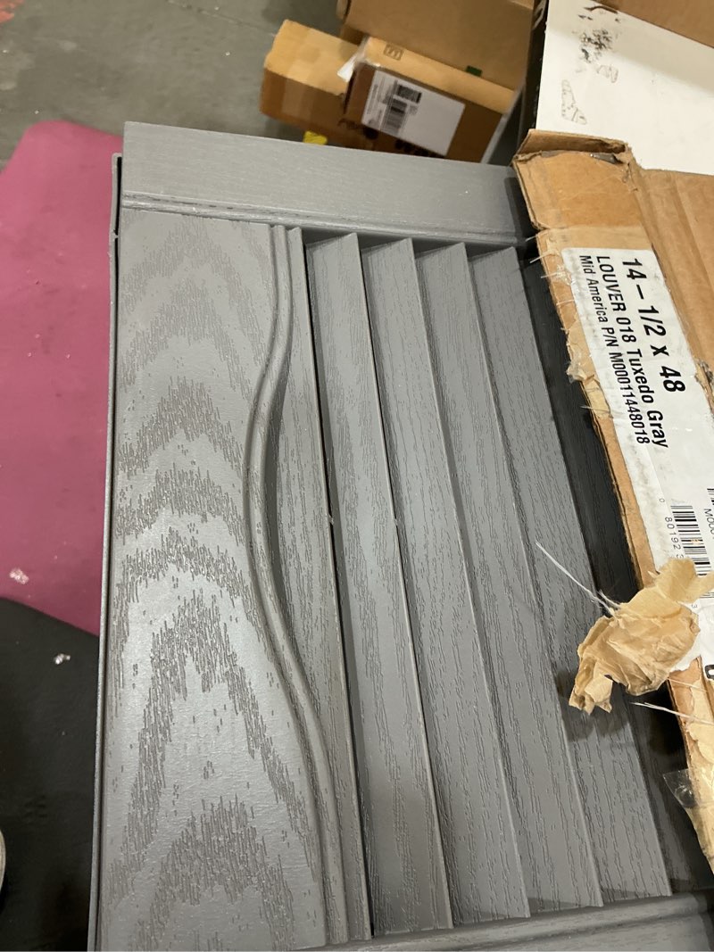 Condition photo showing Good Condition for ekena millwork lifetime vinyl lp2s14x04700tg standard two equal panel vinyls, raised panel vinyl shutters, w/installation shutter-lok's & matching screws (per pair), 14 3/4"w x 47"h, tuxedo grey 14.75-in. w x 47-in. h 018 - tuxedo grey