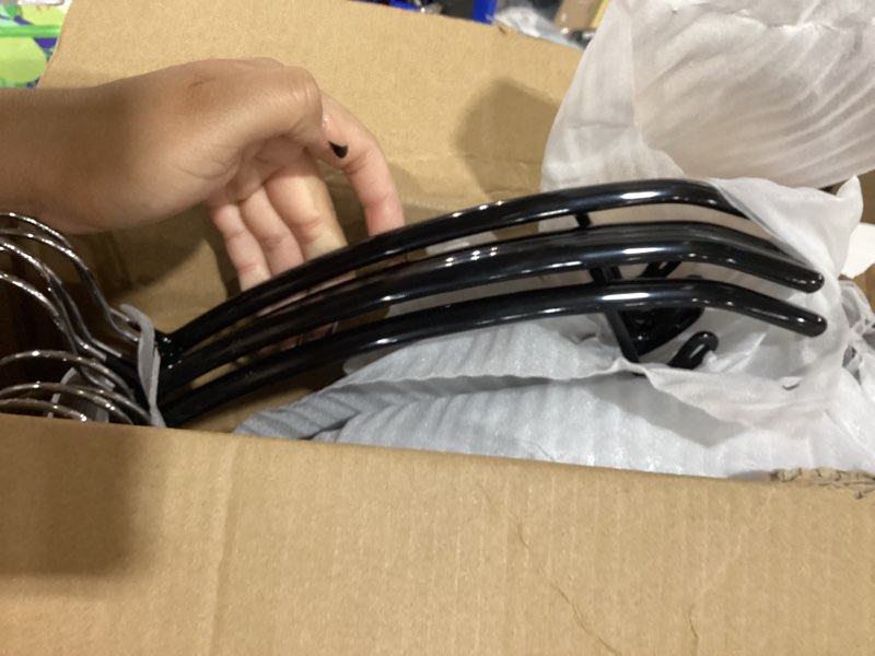 Condition photo showing Good Condition for nature smile non slip pvc coating sweater hangers,dress suit coat hangers,shoulder bump free golf t shirts clothes hangers (black color 20 pack) black 20 pack