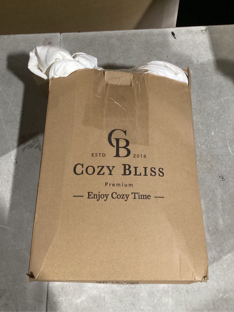 Condition photo showing Good Condition for Cozy Bliss Seersucker Cooling Comforter King Size, Q-Max 0.45 Reversible Lightweight Cooling Blanket, Breathable Silk Smooth Summer Bedding Quilt for Hot Sleepers Night Sweats Cream White White King (104''x90'')