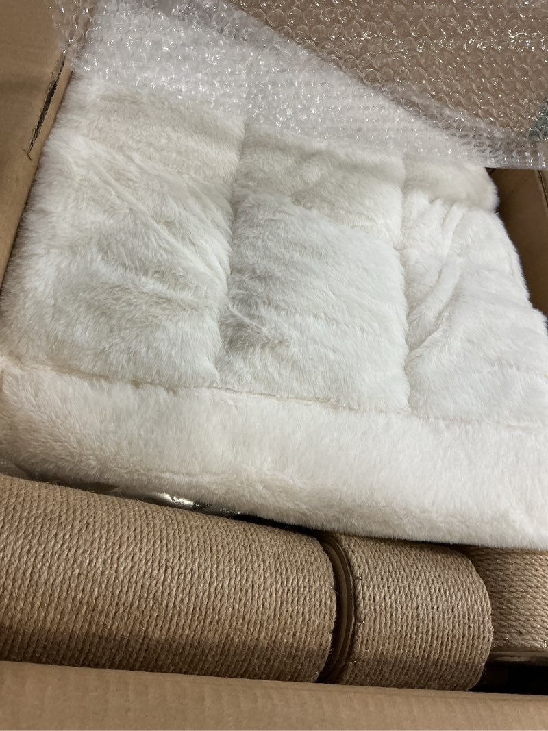 Condition photo showing Good Condition for Floor to Ceiling Cat Tree, 76-108in Height Adjustable 5-Tier Wood Cat Tower with Non-Slip Jump Platforms, Large Top Perch, Plush Hammock & Jute Rope Scratching Posts for Indoor Cats