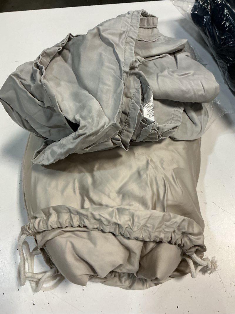 Condition photo showing As Is for quince signature giza cotton sateen duvet cover set, king/cal king, sand