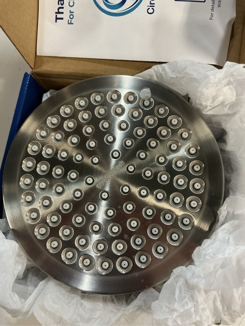 Condition photo showing Good Condition for high pressure shower head - anti-clogging silicone nozzles 2.5 gpm removable restrictor - easy to clean and install - includes plumbers tape - 6 inch - (brushed nickel 2.5gpm)