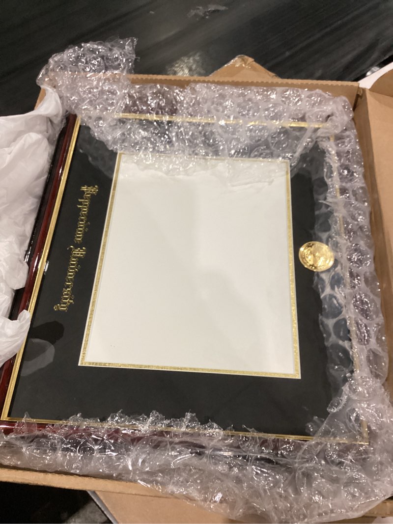 Condition photo showing Good Condition for Campus Images 8.5x11 Pepperdine Waves Petite Diploma Frame, Black Wood Frame with Custom Matting & Glass Protection for Pepperdine University Diplomas