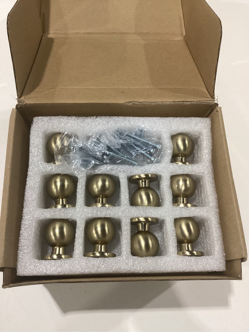 Condition photo showing New/Like New for khtumeware 6 Pack Gold Cabinet Knobs Round 1 inch Brushed Brass Kitchen Knobs Zinc Alloy Dresser Knobs Metal Cabinet Handles for Drawer Desk Cabinets Cupboard