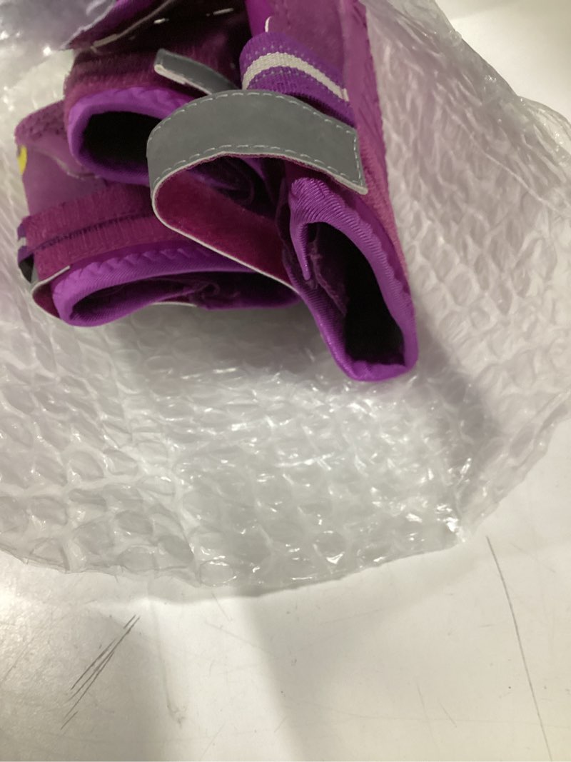 Condition photo showing Good Condition for QUMY Dog Shoes for Large Dogs, Medium Dog Boots & Paw Protectors for Winter Snowy Day, Summer Hot Pavement, Water-Resistant in Rainy Weather, Outdoor Walking, Indoor Hardfloors Skid-Resistant Sole Purple Size 7: 2.8''x3.2"(W*L) (Pack of 4)