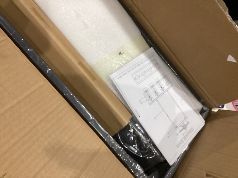 Condition photo showing Good Condition for Black Farmhouse Modern Chandelier Light Fixture for Dining Room, 3 Light Rustic Kitchen Island Metal Pendant Hanging, Adjustable Geometric Foyer Light Fixtures for Entryway Hallway Living Room