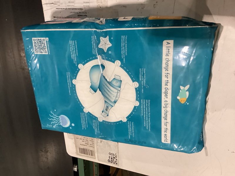Condition photo showing New/Like New for diapers size 5 (26lbs+), 62 count - eco boom diapers, white, plant-based, disposable diapers, ultimate comfort and protection, super absorbent with wetness indicator