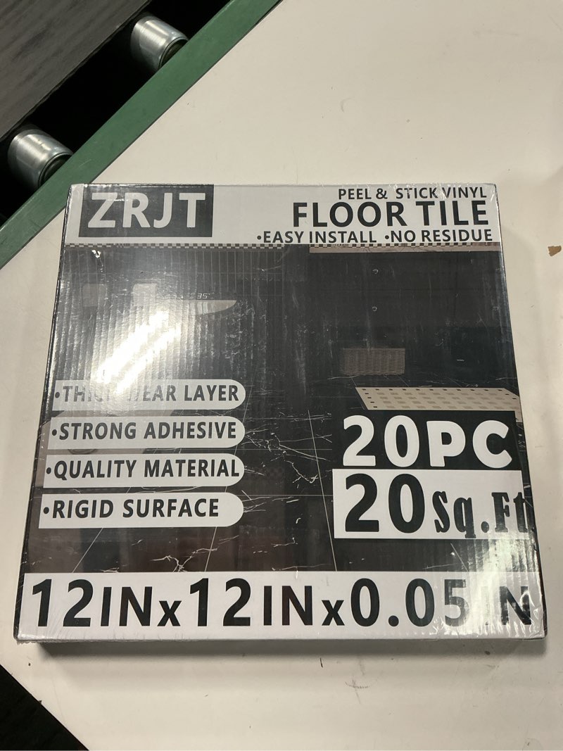 Condition photo showing New/Like New for 20-Pack Peel and Stick Vinyl Floor Tile Glossy 12x 12 inch, Strong Adhesive Stick on Floor Tiles for Bathroom, Renters, Kitchen, Polish Light Grey&White Marble (10 per Color) 12x12 Inch Polish Light Grey&White Marble 20