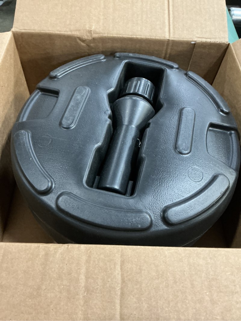 Condition photo showing Good Condition for plastic parasol umbrella stand base for outdoor garden filled with water or sand black