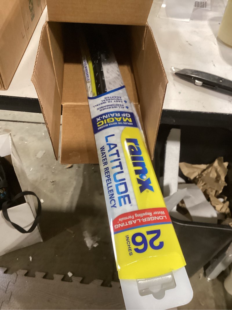 Condition photo showing As Is for rain-x 5079281-2 latitude 2-in-1 wiper blades, 26 inch windshield wipers (pack of 1), automotive replacement windshield wiper blades with patented rain-x water repellency formula 26" latitude