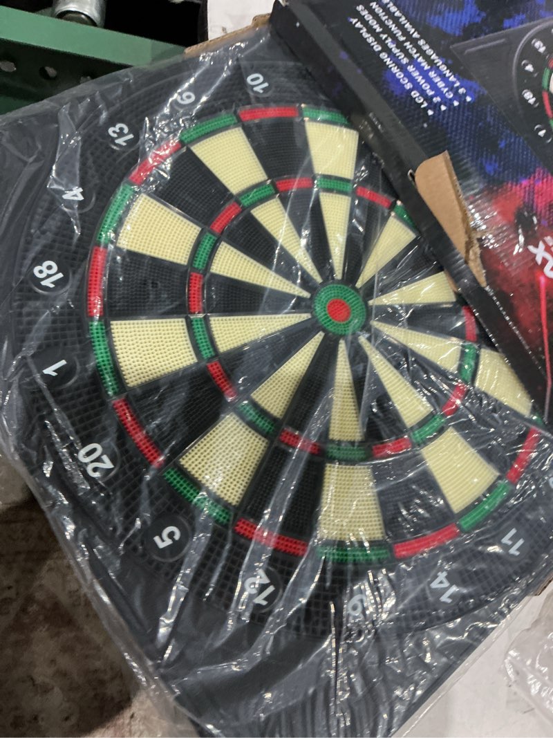 Condition photo showing As Is for win.max electronic dart board for adults, automatic scoring, soft tip | 3 large led displays keep scores clear; color-coded play makes turns easy to follow for up to 8 players for bars game rooms black