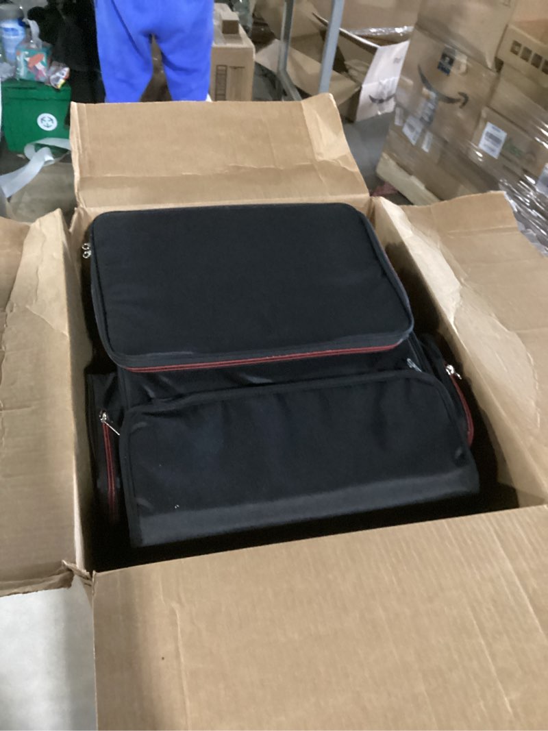 Condition photo showing Good Condition for large makeup train case for hairstylists & hairdressers - cosmetic organizer with detachable pouch, heat-insulated & anti-scald full layer, hairdressing tool storage trolley with 4 360 swivel wheels black-case only xl