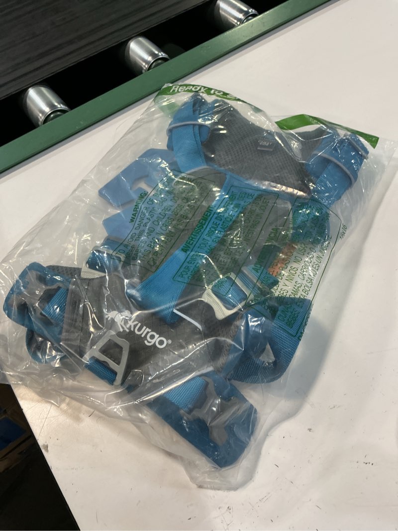 Condition photo showing Good Condition for kurgo journey air dog harness - secure fit for active dogs - padded chest - lightweight ripstop fabric - breathable mesh - reflective trim - back assist handle - blue - large large blue
