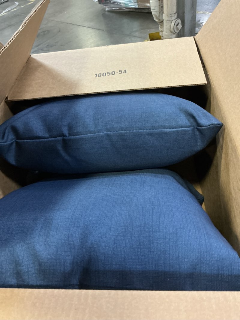 Condition photo showing New/Like New for arden outdoor toss pillow, 2 pack, 16 x 16, rain-proof, fade resistant sapphire blue leala 16 x 16 sapphire blue leala 2