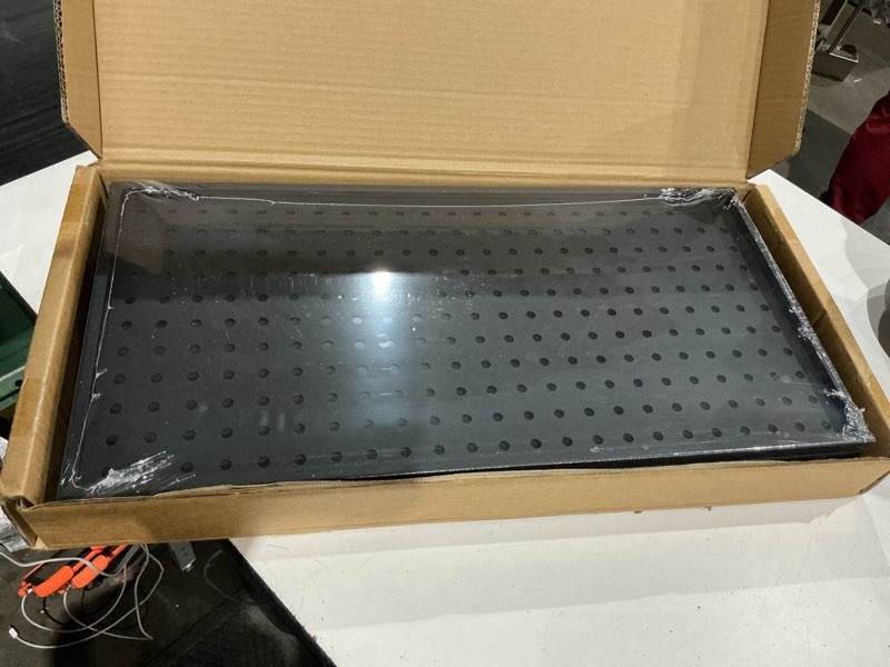 Condition photo showing Good Condition for 4 pack metal pegboard panels 24" x 12" black heavy duty steel pegboard wall organizer, garage utility tools pegboard storage system for workbench, shop, shed modular peg board organizer board kit black 24"x12"