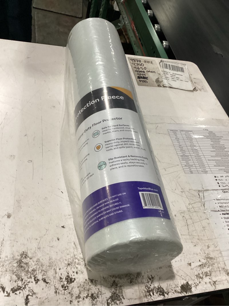 Condition photo showing New/Like New for tapemanblue temporary floor protector roll, 24" x 100', water and slip resistant, heavy duty temporary floor covering for construction, painting, moving, and parties, surface protection fleece, white 24 inch x 100 feet