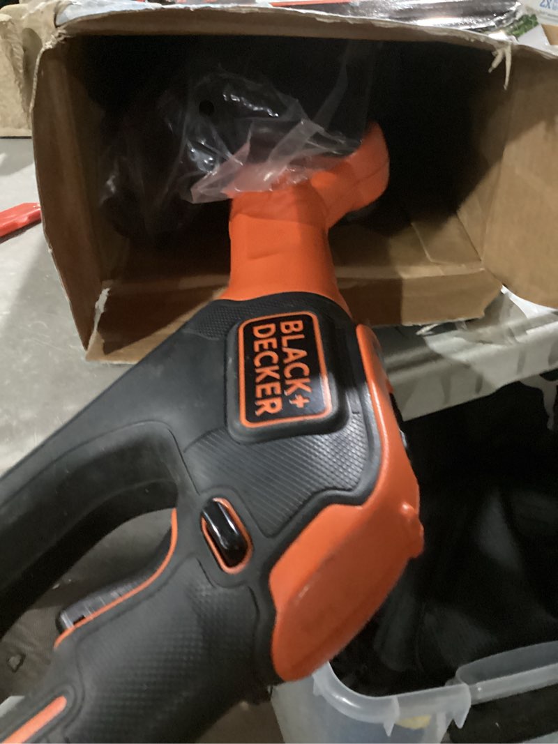 Condition photo showing As Is for black+decker 20v max 12 inch weed eater cordless string trimmer and wheeled edger lawn tool with spool, 2.5ah battery and charger included, lightweight, 2 speed powerdrive (lst522) 20v string trimmer kit