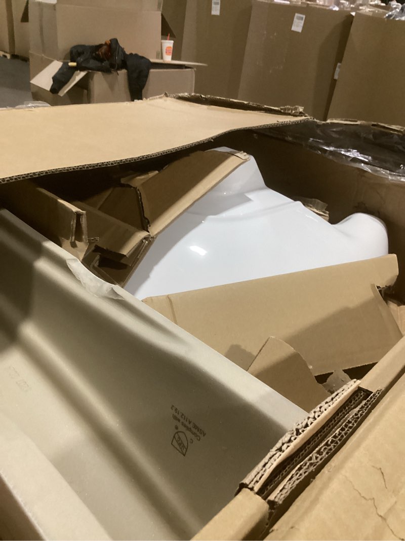 Condition photo showing As Is for Pedestal Sink 21 Inch - 3 Hole Porcelain Pedestal Sink Combo for Bathroom, 21"Dx19"Wx33"H, White Color, with 1 Overflow Hole & 3 Faucet Hole @ 4 Inch Modern 21"x19" White 3 Hole