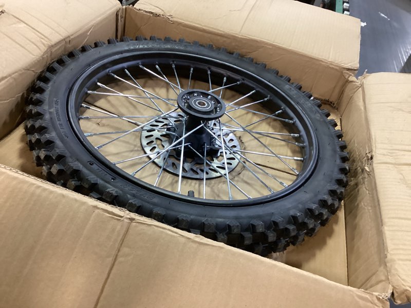 Condition photo showing As Is for 17 inch Front Rim Wheel Tire Tube Assembly for Apollo RFZ SSR 125cc XR CRF DB KLX125 KX85 TTR125 YZ85 YZ80 RM80 Dirt Pit Bike Tao Tao BD17 with 15mm Axles Includes Brake Rotor (17 inch)