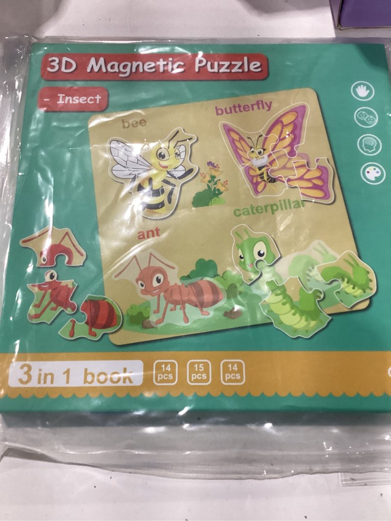 Condition photo showing New/Like New for magnetic puzzles for kids ages 3, travel toddler puzzles ages 4-5 year, insect activities toy for boys & girls learning magnet gift for road trip