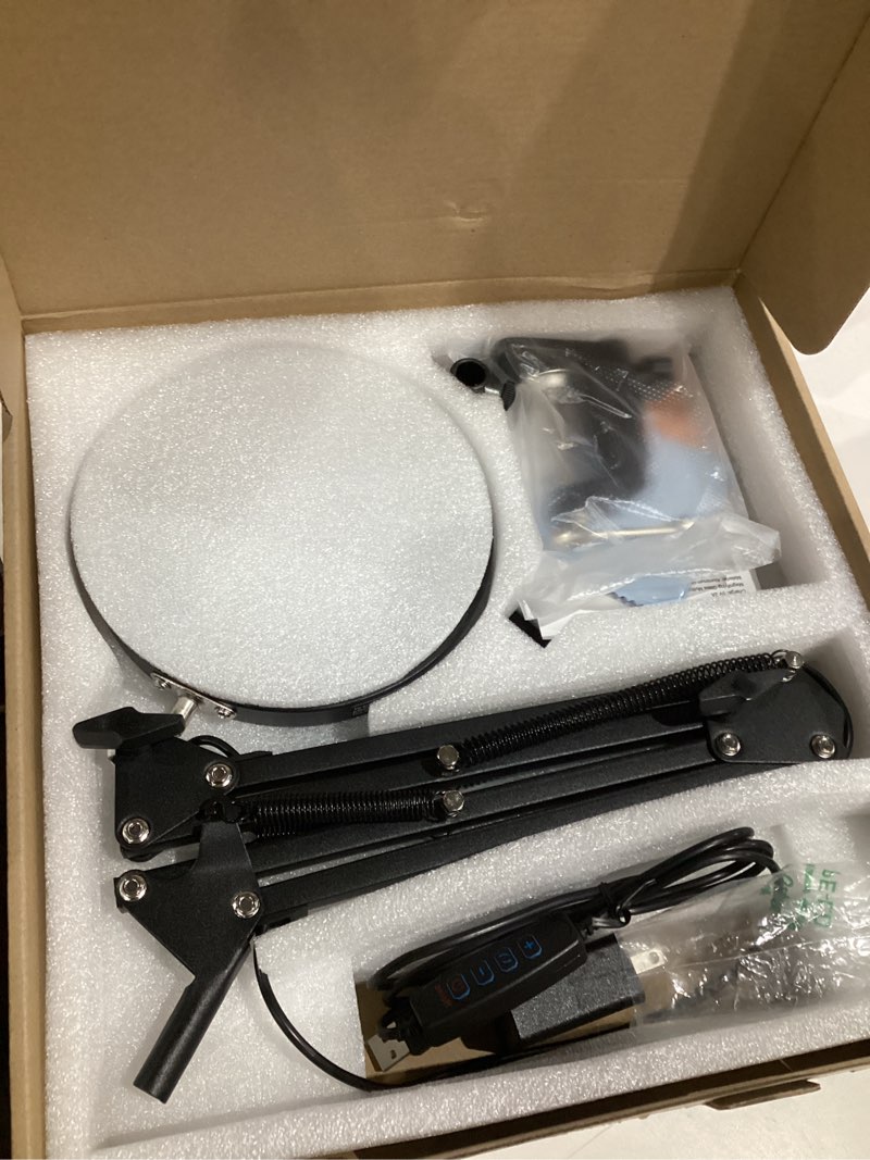 Condition photo showing Good Condition for hitti 10x magnifying glass with light, 1,800 lumens stepless dimmable, 3 color modes, 4.2? real glass lens led desk lamp & clamp, magnifier light and stand for crafts, soldering, fly tying, close work 10x base & clamp black