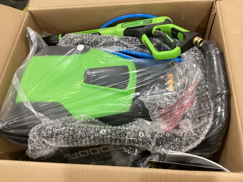 Condition photo showing As Is for greenworks pro 3000-psi 2.3-gpm cold water electric pressure washer